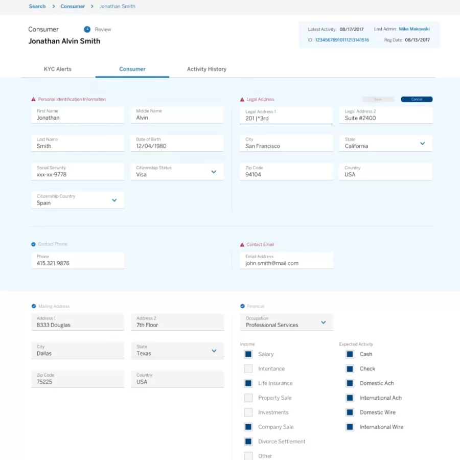 05-ui_1 Screenshot of BBVA KYC KYB Admin Tools interface