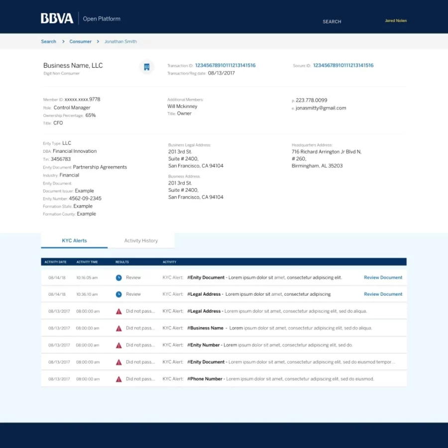 09-ui_1 Detailed view of BBVA KYB compliance dashboard details of Business